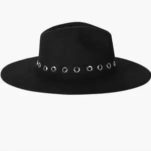 ??HP?? All Saints NWT Floppy Fedora 100% Wool Black Wool w/ Nickel Eyelets ASSQI Women main image 3